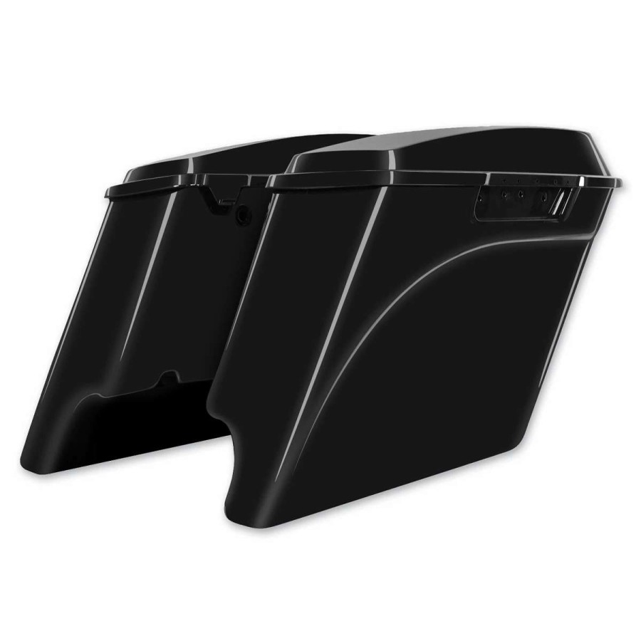 Hard Saddlebags * | Hogworkz 4 Vivid Black Extended Saddlebags With Dual Cut-Out