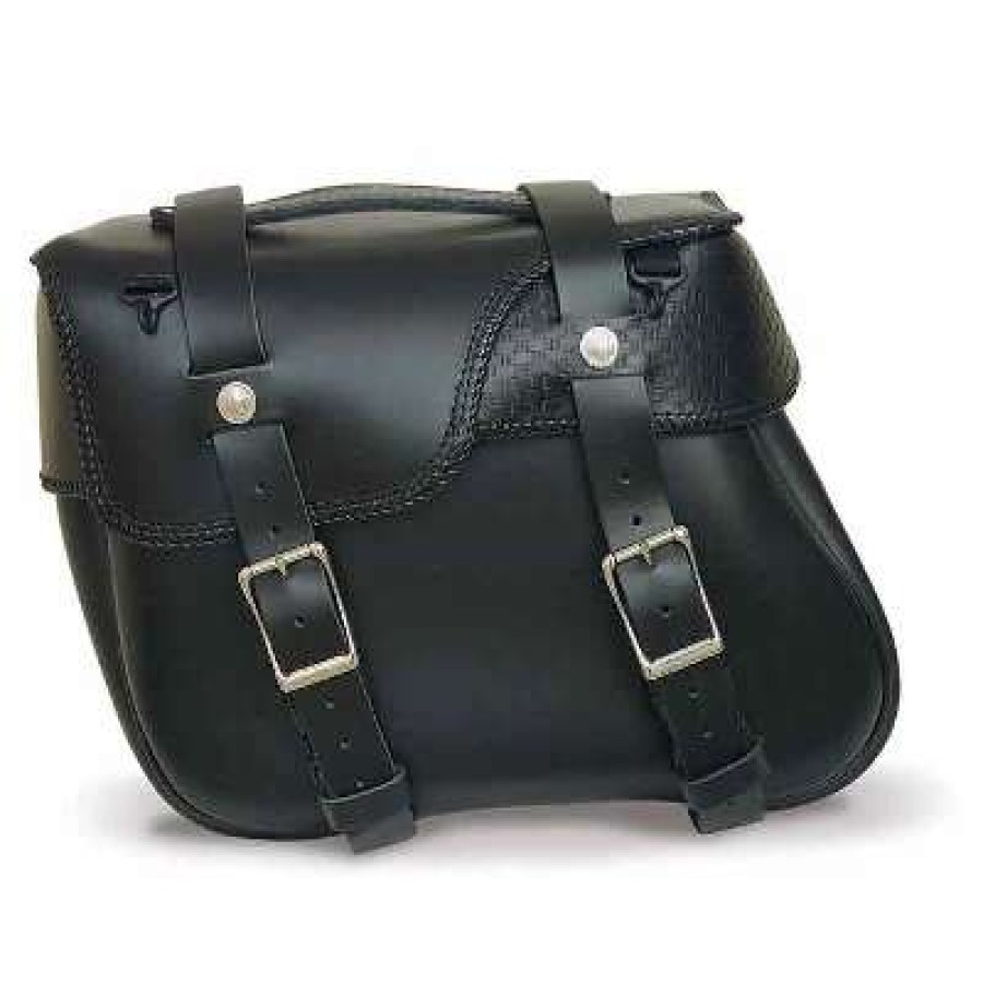 Soft Saddlebags * | Leatherworks Inc. Leatherworks, Inc. Angle Split Lid Box Basket Weave Saddlebags