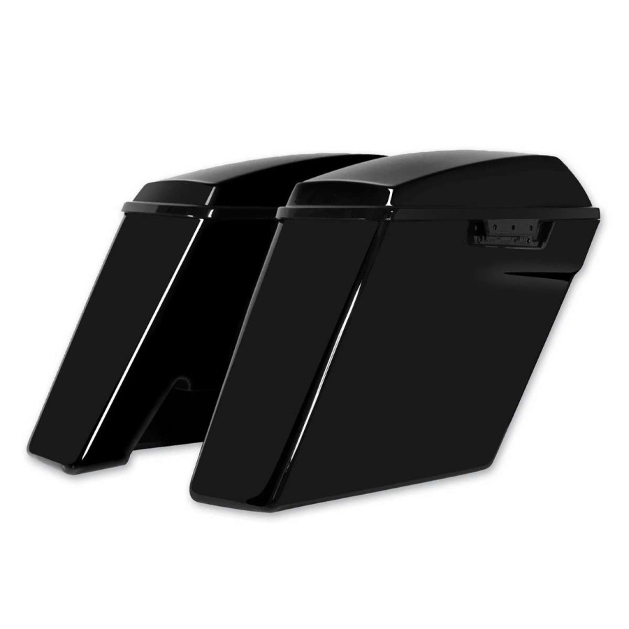 Hard Saddlebags * | Hogworkz 4 Vivid Black Extended Saddlebags With No Cut Out