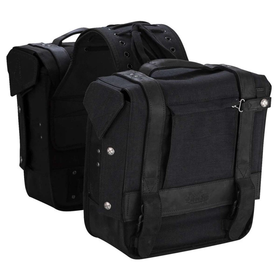 Soft Saddlebags * | Burly Brand Voyager Black Throwover Saddlebag