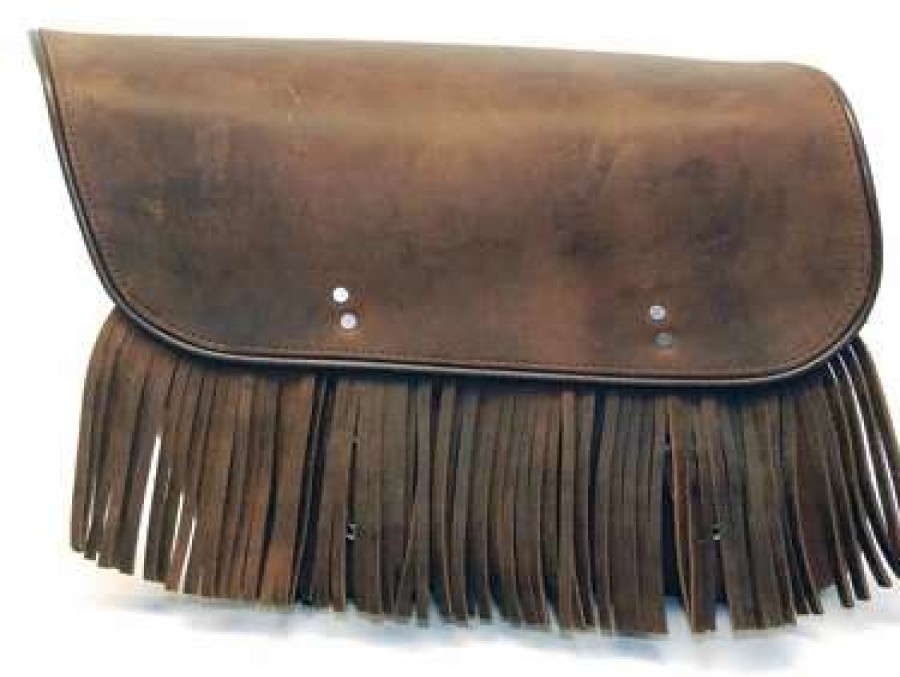 Soft Saddlebags * | Leatherworks Inc. Leatherworks, Inc. Distressed Brown Economy Bolt-On Saddlebags With Fringe