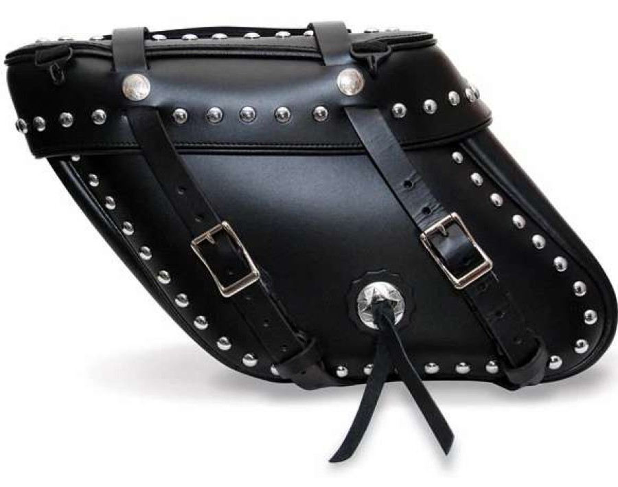 Soft Saddlebags * | Leatherworks Inc. Leatherworks, Inc. Wide Angle Box Top Studded Saddlebags