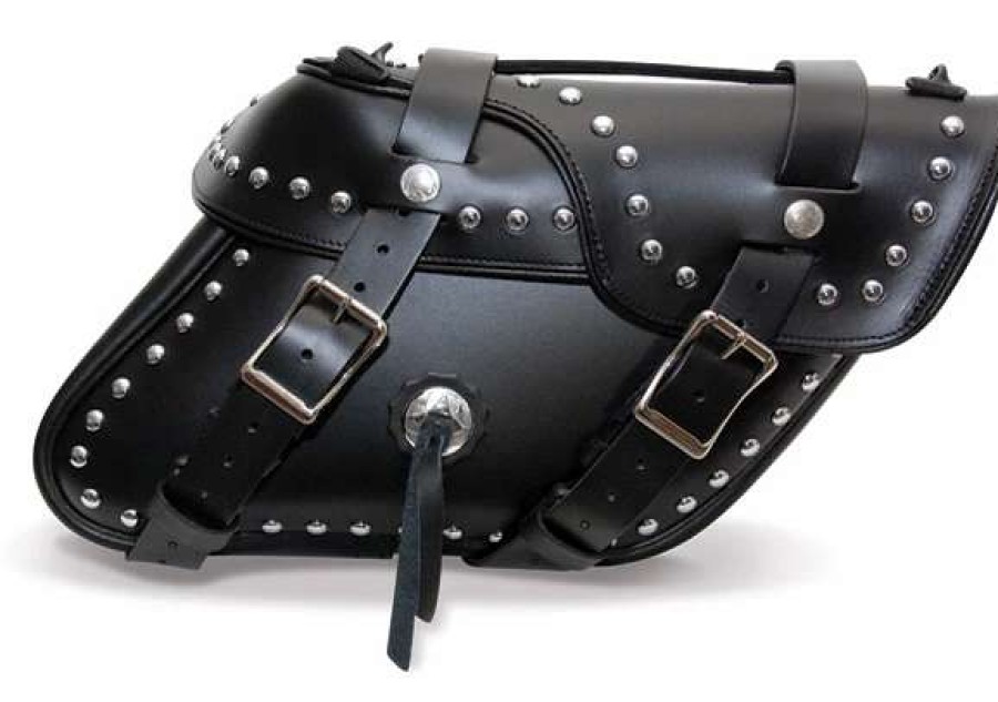 Soft Saddlebags * | Leatherworks Inc. Leatherworks, Inc. Angle Split Lid Studded Saddlebags