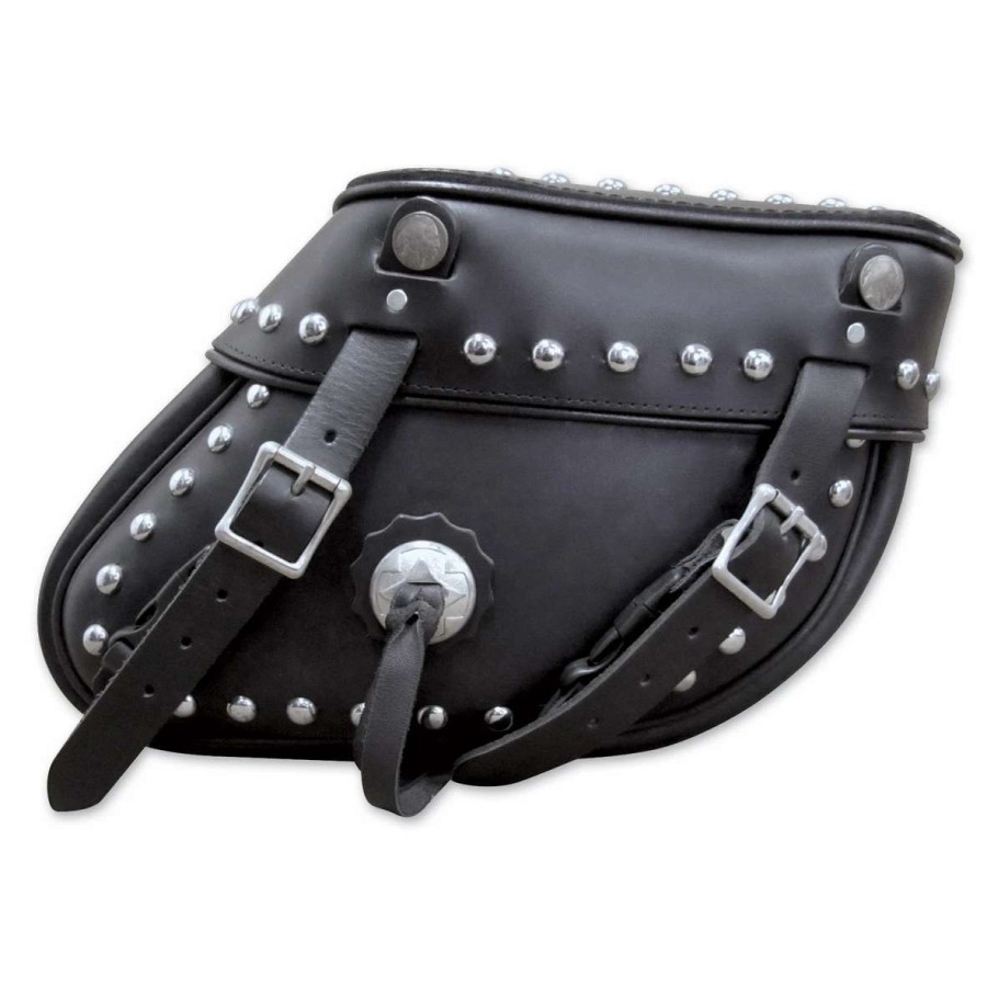 Soft Saddlebags * | Leatherworks Inc. Leatherworks, Inc. Slanted Studded Saddlebags