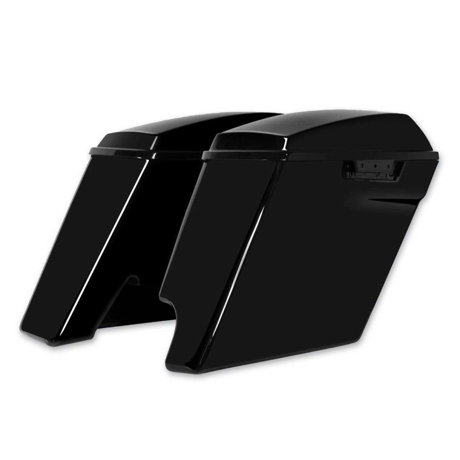 Hard Saddlebags * | Hogworkz 4 Vivid Black Extended Saddlebags With Single Cut Out