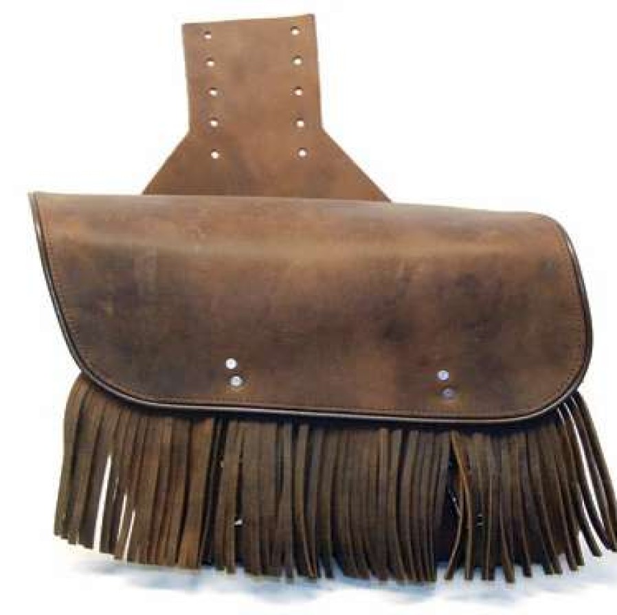 Soft Saddlebags * | Leatherworks Inc. Leatherworks, Inc. Distressed Brown Throwover Saddlebags With Fringe