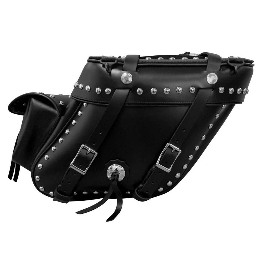 Soft Saddlebags * | Leatherworks Inc. Leatherworks, Inc. Wide Angle Box Top Studded Saddlebags With Rear Pockets